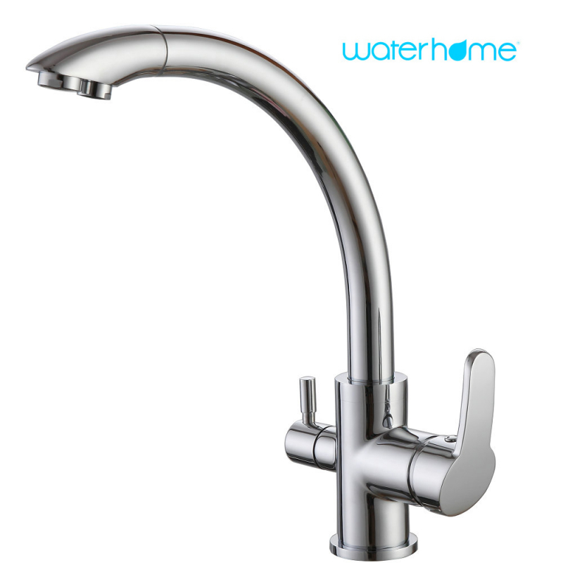 WATERLUX Grifo de cocina de tres vías WL-302 CR para sistema de ósmosis  inversa Construcción de latón acabado cromado